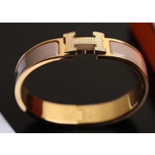 Hermes Crystal Clic H Narrow Bracelet Yellow Gold H09