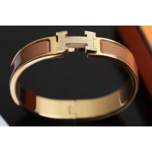 Hermes Crystal Clic H Narrow Bracelet Yellow Gold H11