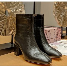 Jimmy Choo Heel 6.5cm Crocodile patterned calfskin Ankle Boots Black 1105-2024