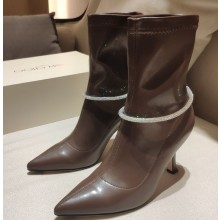Jimmy Choo Heel 8.5cm Leroy calfskin Ankle Boots Brown 1105-2024