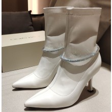 Jimmy Choo Heel 8.5cm Leroy calfskin Ankle Boots white 1105-2024