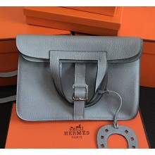 Hermes Halzan Togo Calfskin Leather Bag Pale Blue
