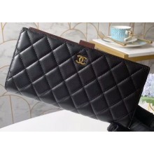 Chanel Classic Pouch Clutch Bag 70528 in Lambskin Black/Gold