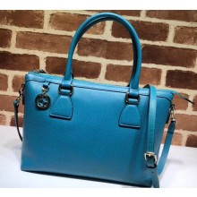 Gucci Interlocking G Charm Leather Tote Bag 449659 Turquoise