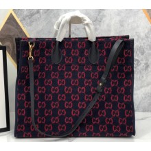 Gucci GG Wool Tote Bag 598169 Dark Blue 2019