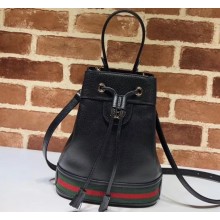 Gucci Leather Web Ophidia Small Bucket Bag 610846 Black