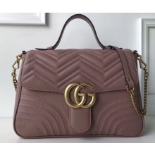 Gucci GG Marmont Medium Top Handle Bag 498109 Nude Pink