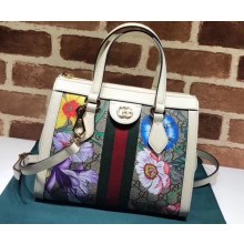 Gucci Web Ophidia GG Flora Print Small Tote Bag 547551 White