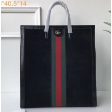 Gucci Web Ophidia Medium Tote Bag 524536 Suede Leather Black