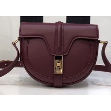 Celine Small Besace 16 Bag in Satinated Calfskin Burgundy 2019
