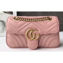Gucci GG Marmont Mini Matelassé Shoulder Bag 446744 Leather Pink
