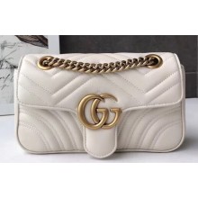 Gucci GG Marmont Mini Matelassé Shoulder Bag 446744 Leather White