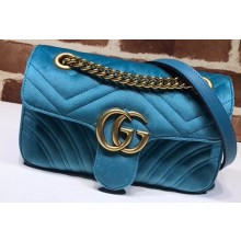 Gucci GG Marmont Mini Matelassé Shoulder Bag 446744 Velvet Light Blue