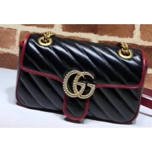 Gucci GG Marmont Mini Matelassé Shoulder Bag 446744 Diagonal Leather Black