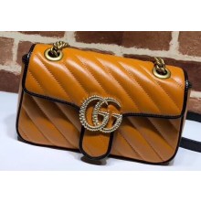 Gucci GG Marmont Mini Matelassé Shoulder Bag 446744 Diagonal Leather Brown