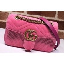 Gucci GG Marmont Mini Matelassé Shoulder Bag 446744 Velvet Pink