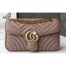 Gucci GG Marmont Small Matelassé Shoulder Bag 443497 Leather Nude