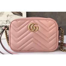 Gucci GG Marmont Mini Matelassé Shoulder Camera Bag 448065 Leather Pink