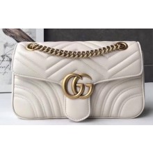 Gucci GG Marmont Small Matelassé Shoulder Bag 443497 Leather White