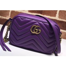 Gucci GG Marmont Mini Matelassé Shoulder Camera Bag 448065 Leather Purple