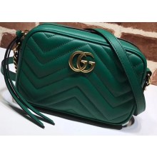 Gucci GG Marmont Mini Matelassé Shoulder Camera Bag 448065 Leather Green