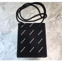 Balenciaga Explorer Pouch Strap Small Crossbody Phone Bag Nylon All Over Logo Black