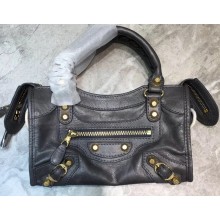 Balenciaga Classic Mini City Bag Dark Gray/Metallic Gold