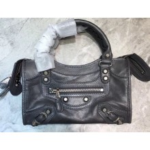 Balenciaga Classic Mini City Bag Dark Gray/Metallic Silver