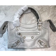 Balenciaga Classic Mini City Bag Pale Gray/Metallic Silver