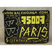 Balenciaga Classic Pouch Clutch Bag Graffiti Black/Yellow