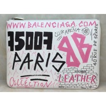 Balenciaga Classic Pouch Clutch Bag Graffiti White/Pink