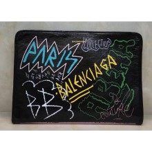 Balenciaga Bazar Pouch Clutch Bag Graffiti Black/Multicolor