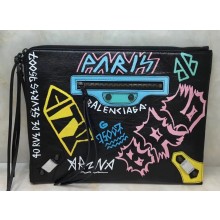 Balenciaga Classic City Pouch Clutch Bag Graffiti Black/Multicolor