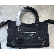 Balenciaga Classic City Nano Bag in Goatskin Dark Blue/Silver