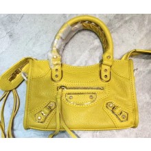 Balenciaga Classic City Nano Bag in Goatskin Yellow/Gold