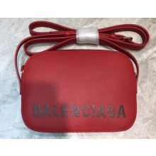 Balenciaga Grained Calfskin Ville Camera XS Bag Red