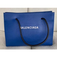 Balenciaga Grained Calfskin Horizontal Shopping Tote Bag Blue
