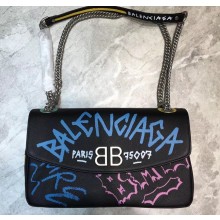 Balenciaga Graffiti BB Round M Bag Black/Multicolor