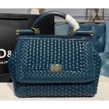 Dolce & Gabbana Medium Sicily Bag in Raffia Crochet Dark Green