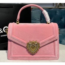 Dolce & Gabbana Medium Devotion Top Handle Bag in Velvet Pink 2019