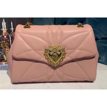 Dolce & Gabbana Medium Devotion Shoulder Bag in Quilted Nappa Leather Nude Pink 2019
