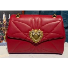 Dolce & Gabbana Medium Devotion Shoulder Bag in Quilted Nappa Leather Red 2019
