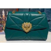 Dolce & Gabbana Medium Devotion Shoulder Bag in Quilted Nappa Leather Green 2019