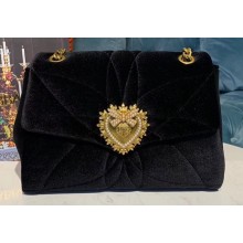 Dolce & Gabbana Medium Devotion Shoulder Bag in Velvet Black 2019