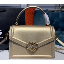 Dolce & Gabbana Medium Devotion Top Handle Bag in Mordore Nappa Leather Gold 2019
