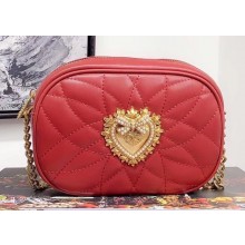 Dolce & Gabbana Devotion Camera Bag in Quilted Nappa Leather Red 2019