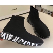 Balenciaga Knit Sock Speed Trainers Sneakers Black/Logo Sole