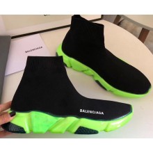 Balenciaga Knit Sock Speed Trainers Sneakers Black/Green Sole