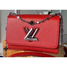 Louis Vuitton Epi Leather Twist MM Bag with Crystal-embellished Chain M55411 Red