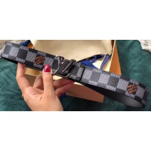 Louis Vuitton Width 3cm LV Initiales Belt Black/Gray/Silver